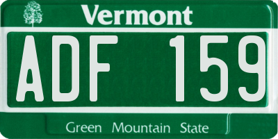 VT license plate ADF159