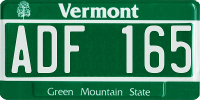 VT license plate ADF165