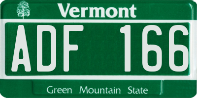 VT license plate ADF166
