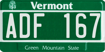 VT license plate ADF167