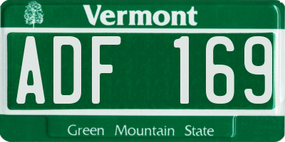VT license plate ADF169