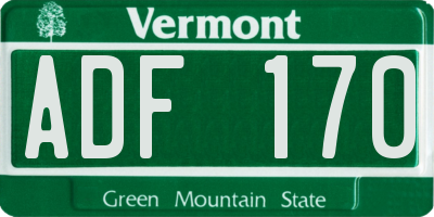 VT license plate ADF170