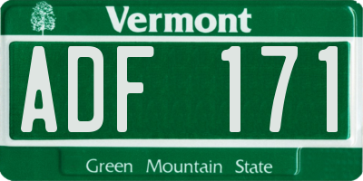 VT license plate ADF171