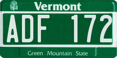 VT license plate ADF172