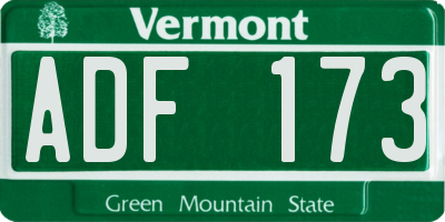 VT license plate ADF173