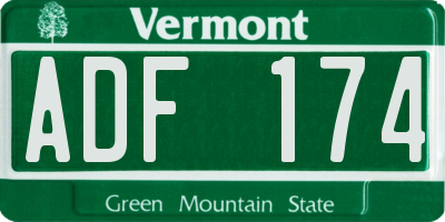 VT license plate ADF174