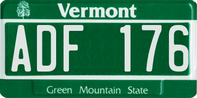 VT license plate ADF176