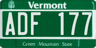 VT license plate ADF177