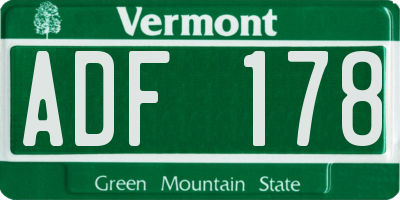 VT license plate ADF178