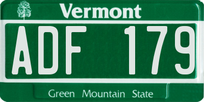 VT license plate ADF179