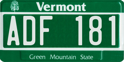 VT license plate ADF181