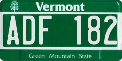 VT license plate ADF182