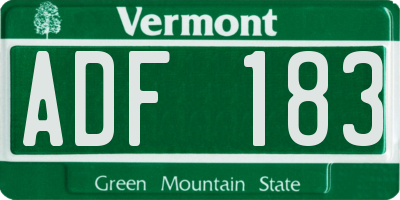 VT license plate ADF183