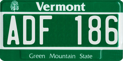 VT license plate ADF186