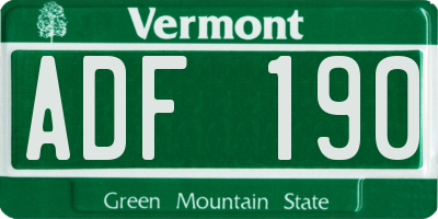 VT license plate ADF190