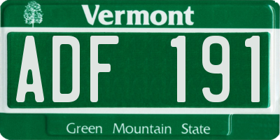 VT license plate ADF191