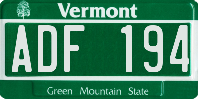 VT license plate ADF194
