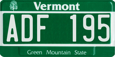 VT license plate ADF195