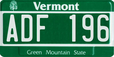 VT license plate ADF196
