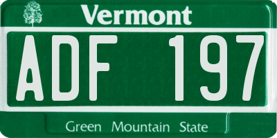 VT license plate ADF197