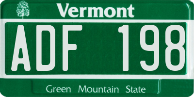 VT license plate ADF198
