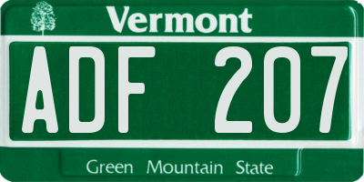 VT license plate ADF207