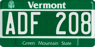 VT license plate ADF208