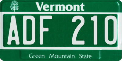 VT license plate ADF210