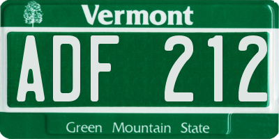 VT license plate ADF212