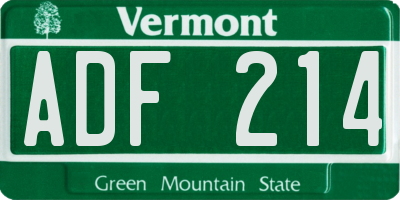 VT license plate ADF214