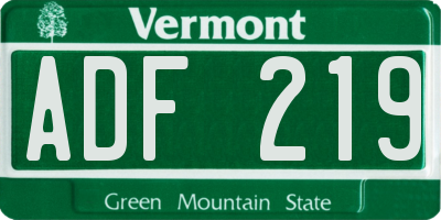 VT license plate ADF219