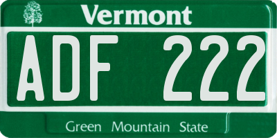 VT license plate ADF222