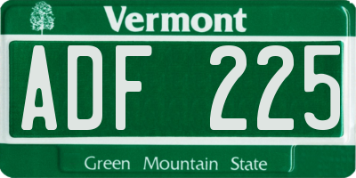 VT license plate ADF225