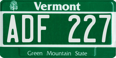 VT license plate ADF227