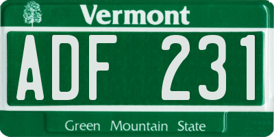 VT license plate ADF231