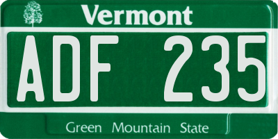 VT license plate ADF235