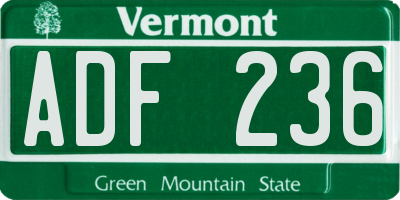 VT license plate ADF236