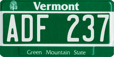 VT license plate ADF237