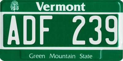 VT license plate ADF239