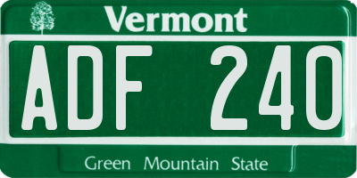VT license plate ADF240