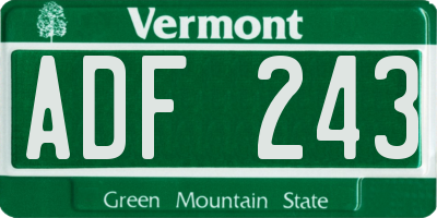 VT license plate ADF243