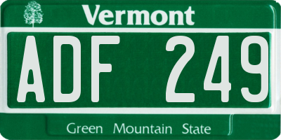 VT license plate ADF249