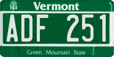 VT license plate ADF251