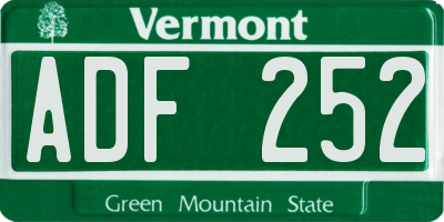 VT license plate ADF252