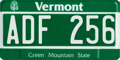 VT license plate ADF256