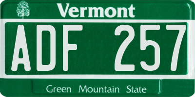 VT license plate ADF257