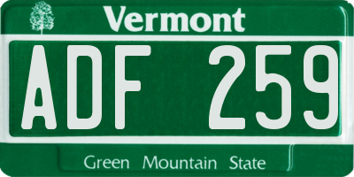 VT license plate ADF259