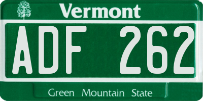 VT license plate ADF262