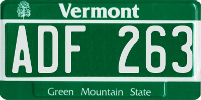 VT license plate ADF263