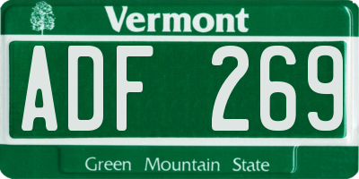 VT license plate ADF269
